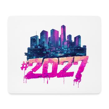 Cyberpunk Skyline 2027 Neon Graffiti - Mousepad (Querformat) - Weiß - Vorne