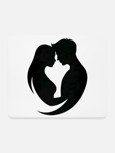 Paar-Silhouetten-Umarmung - Mousepad (Querformat) - Weiß