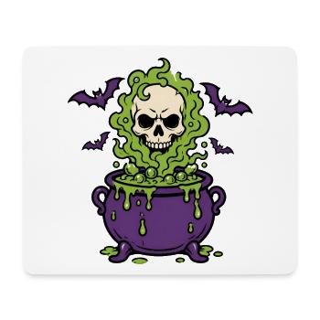Halloween Hexenkessel Totenkopf Dampf Shirt - Mousepad (Querformat) - Weiß - Vorne
