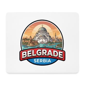 Belgrad, Serbien Reiseabzeichen Kunst der Burg Sankt Save - Mousepad (Querformat) - Weiß - Vorne
