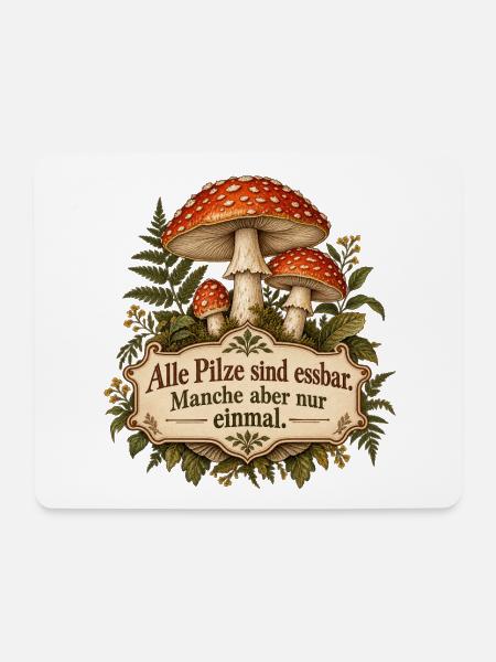 Pilzsammler Spruch Fliegenpilz - Mousepad (Querformat) - Weiß