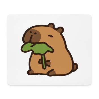 Niedliche Kapybara isst Blatt - Mousepad (Querformat) - Weiß - Vorne