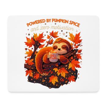 Müdes Faultier: Powered by Pumpkin Spice & PSL - Mousepad (Querformat) - Weiß - Vorne