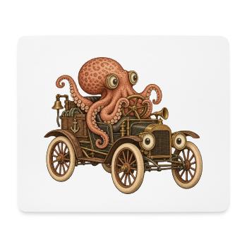 Oktopus Steampunk Auto Abenteuer - Mousepad (Querformat) - Weiß - Vorne
