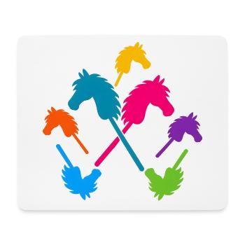 Hobby-Futter – Bunte Stockpferde - Mousepad (Querformat) - Weiß - Vorne
