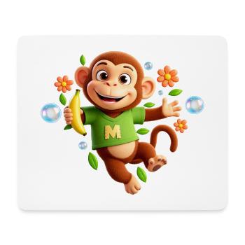 Lustiger Affe mit Banane – Buchstabe M - Mousepad (Querformat) - Weiß - Vorne