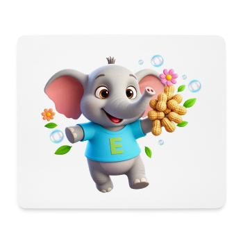 Süßer Elefant mit Erdnüssen – Buchstabe E - Mousepad (Querformat) - Weiß - Vorne