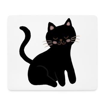 Schläfriges Schwarzes Katzen-Schnurrhaar-Lächeln - Mousepad (Querformat) - Weiß - Vorne