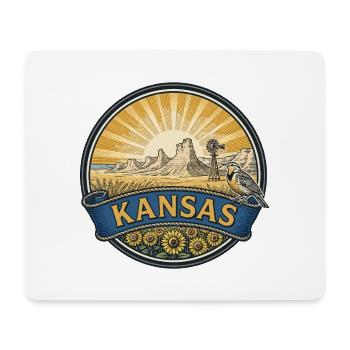 Kansas Sunflower Prairie Retro-Reisegeschenk - Mousepad (Querformat) - Weiß - Vorne