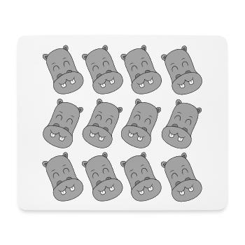 Cartoon-Nilpferdkopf - Mousepad (Querformat) - Weiß - Vorne