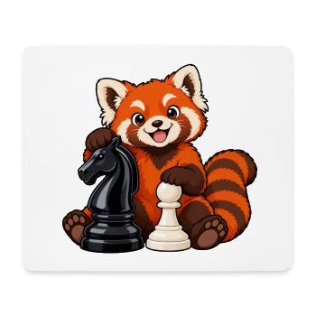 Schachroter Panda mit Springer und Bauer - Mousepad (Querformat) - Weiß - Vorne