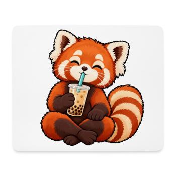 Kreuzbeiniger roter Panda trinkt Bubble Tea - Mousepad (Querformat) - Weiß - Vorne