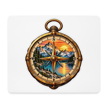 Kompass Panorama Bergsee - Mousepad (Querformat) - Weiß - Vorne