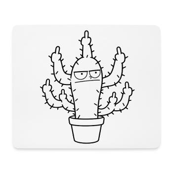 Grimmiger Kaktus Mittelfinger Cartoon - Mousepad (Querformat) - Weiß - Vorne