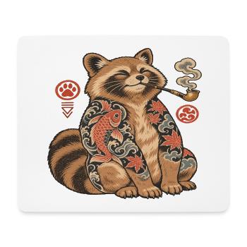 Katzenkoi Tattoo mit Pfeife - Mousepad (Querformat) - Weiß - Vorne