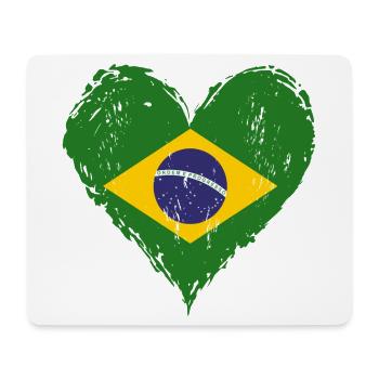 Brasilien Herzflagge Grunge - Mousepad (Querformat) - Weiß - Vorne