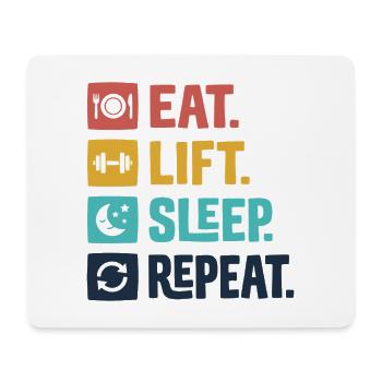 Essen, heben, schlafen, wiederholen - Mousepad (Querformat) - Weiß - Vorne