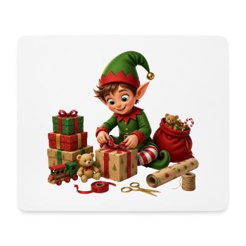 Elfen, der Weihnachten und Geschenke einpackt - Mousepad (Querformat) - Weiß - Vorne