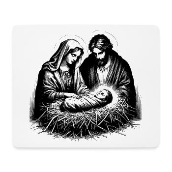 Maria und Josef betrachten den neugeborenen Jesus - Mousepad (Querformat) - Weiß - Vorne