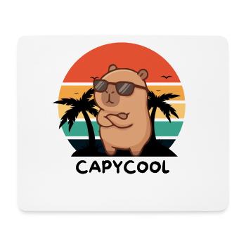 Capycool – Cooles Capybara im Retro Sunset - Mousepad (Querformat) - Weiß - Vorne