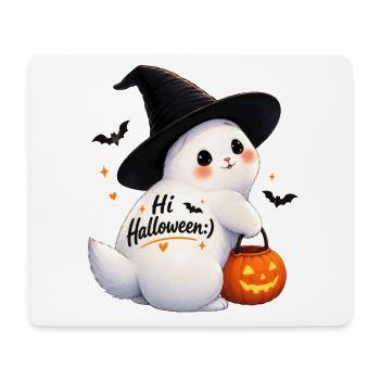 Süßes Halloween-Kaninchen mit Hexenhut - Mousepad (Querformat) - Weiß - Vorne