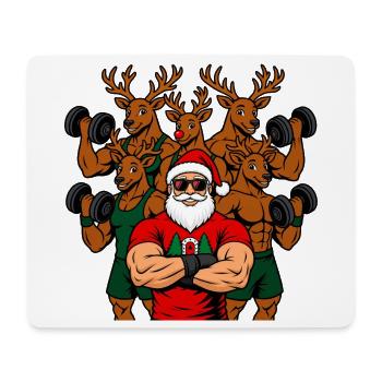 Weihnachts-Fitness Outfit / funny Nikolaus Rentier - Mousepad (Querformat) - Weiß - Vorne