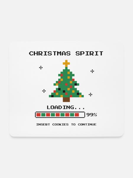 Pixel 8-Bit-Weihnachtsbaum - Mousepad (Querformat) - Weiß