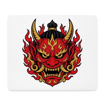 Oni Maske mit Flammen Japanischer Dämon Shirt - Mousepad (Querformat) - Weiß - Vorne