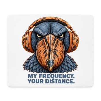 Shoebill mit Kopfhörern – My Frequency Your Dista - Mousepad (Querformat) - Weiß - Vorne