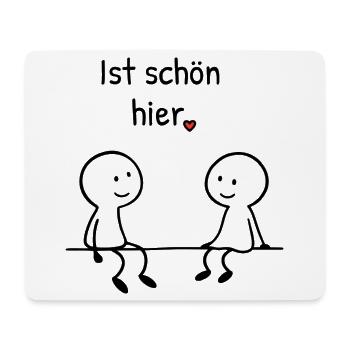 Ist schön hier. | Zwei Figuren mit Herz - Mousepad (Querformat) - Weiß - Vorne