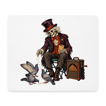 Skelett im Hut füttert Tauben - Mousepad (Querformat) - Weiß - Vorne