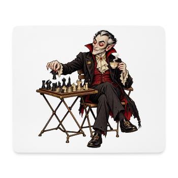 Vampirischer Gentleman am Schach - Mousepad (Querformat) - Weiß - Vorne