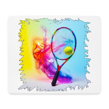 Farbenexplosion Tennisracket - Mousepad (Querformat) - Weiß - Vorne