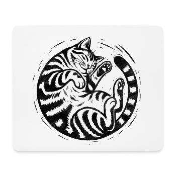 Schlafende getigerte Katze – Vintage-Gravur-Illustration - Mousepad (Querformat) - Weiß - Vorne