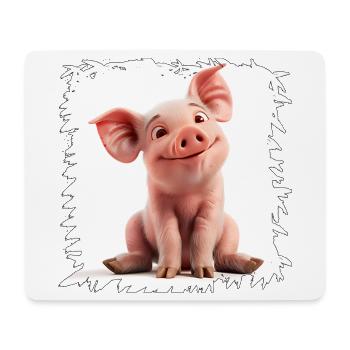 Fröhliches Schweinchen Cartoon - Mousepad (Querformat) - Weiß - Vorne