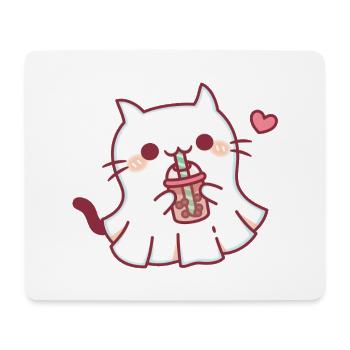 Süße Geisterkatze liebt Boba Tea Halloween - Mousepad (Querformat) - Weiß - Vorne