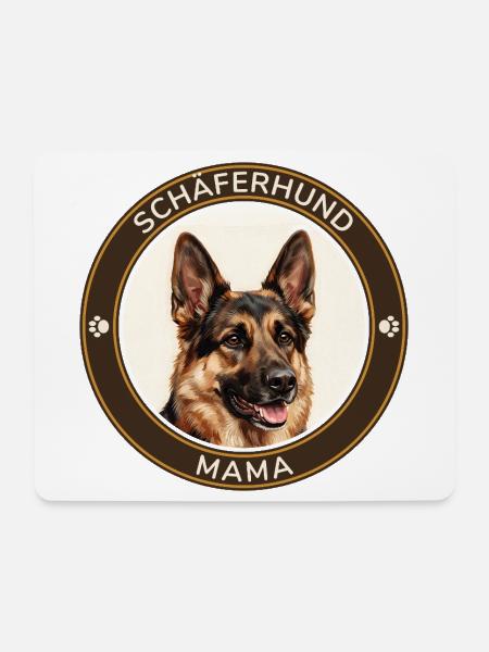 Schäferhund-Mama Porträt - Mousepad (Querformat) - Weiß