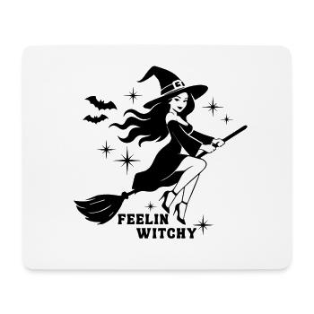 Feelin Witchy Halloween Shirt – Hexe auf Besen - Mousepad (Querformat) - Weiß - Vorne