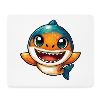 Lachender Hai Cartoon - Mousepad (Querformat) - Weiß - Vorne
