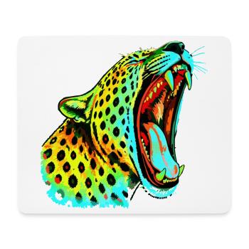 Brüllender Psychodelischer Neonleopard - Mousepad (Querformat) - Weiß - Vorne