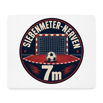 Siebenmeter Nerven Handball Vintage Badge Shirt - Mousepad (Querformat) - Weiß - Vorne