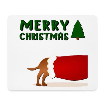 Froher Weihnachtshund - Mousepad (Querformat) - Weiß - Vorne