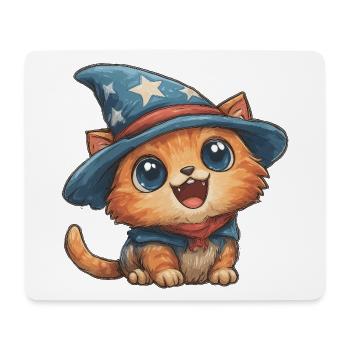 Katzenzauberer mit Sternenhut - Mousepad (Querformat) - Weiß - Vorne