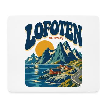 Lofoten Norway Retro Travel - Mousepad (Querformat) - Weiß - Vorne