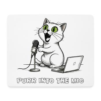 Lustiger Katzen-Podcaster am Laptop - Mousepad (Querformat) - Weiß - Vorne