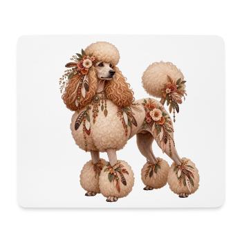 Pudel – Romantischer Blumenstil - Mousepad (Querformat) - Weiß - Vorne