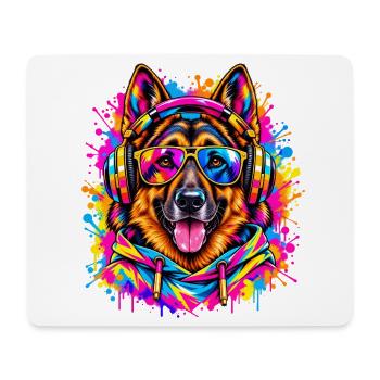 Deutscher Schäferhund – Neon Street Art - Mousepad (Querformat) - Weiß - Vorne