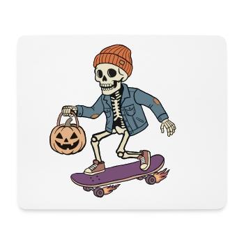 Skelett auf einem Skateboard – Halloween - Mousepad (Querformat) - Weiß - Vorne