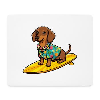 Hawaii Dackel Surfen Surfboard Hund T-Shirt - Mousepad (Querformat) - Weiß - Vorne