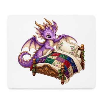 Lila Drache auf Quiltbett - Mousepad (Querformat) - Weiß - Vorne